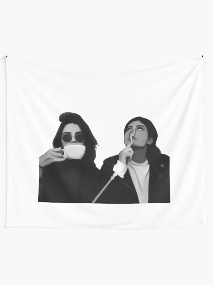 Kylie & Kendall Drinking Coffee Tapestry Bedroom Decoration Home And Comfort Decor Home Decor Aesthetic Tapestry