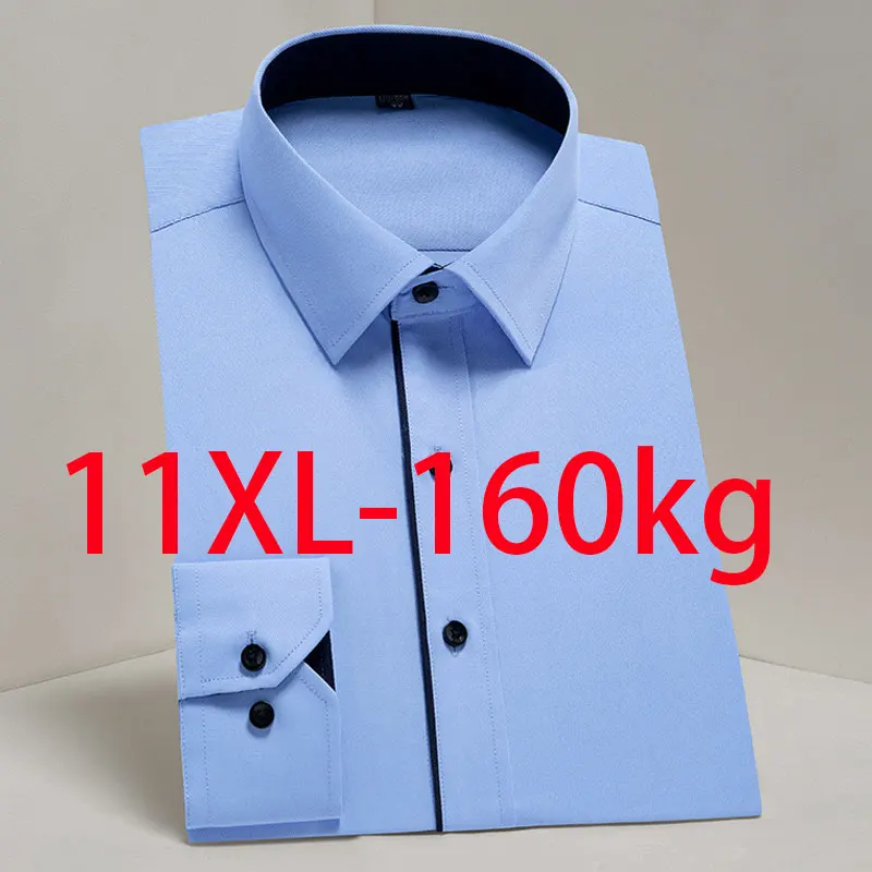 New men's plus fat shirt 11XL 10XL 9XL men's four seasons general business professional social tooling solid color casual wear