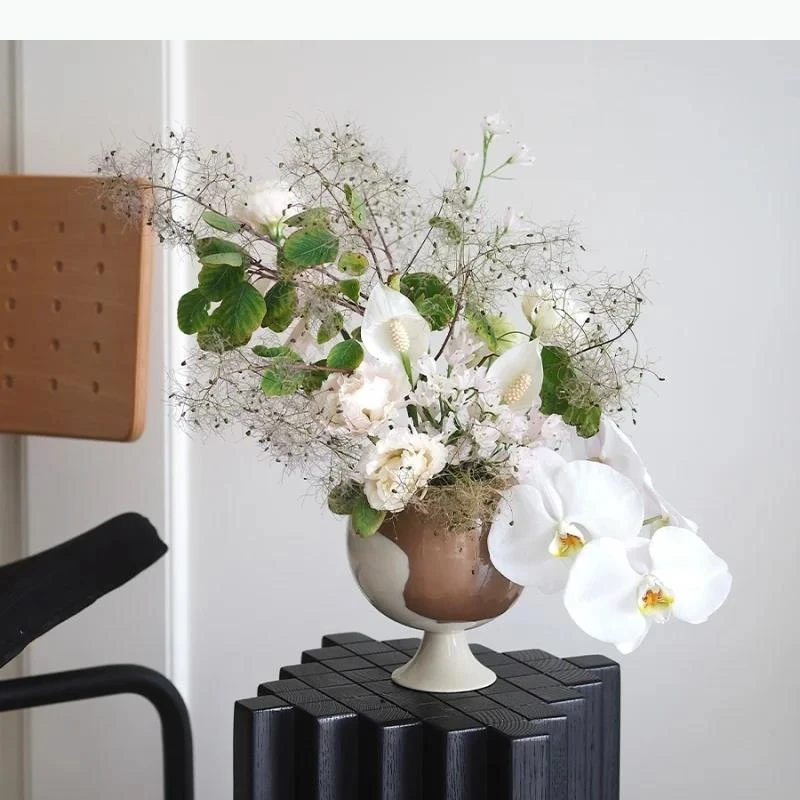 Ceramic Vase Irregular Grain Spherical Flower Vase Floral Arrangement Accessories Hydroponics Home Decoration Accessories