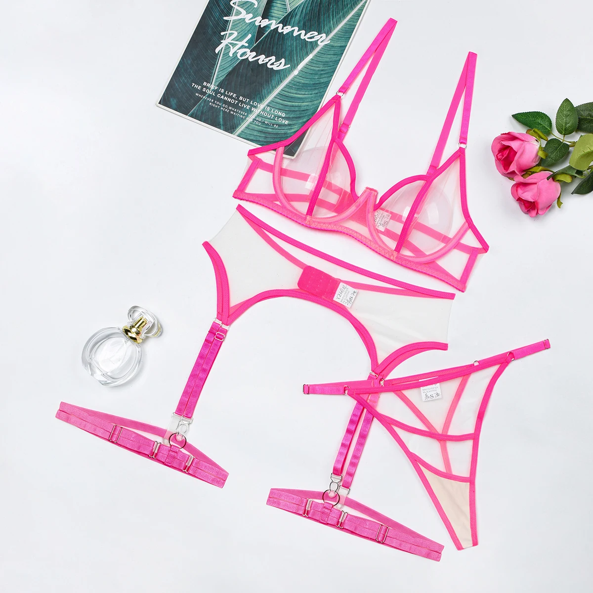 MUZISKAT 2024 Fashion Comfortable See-Through Mesh Splicing Steel Ring Gathered Sexy Lingerie Four And Five Sets Onlyfans