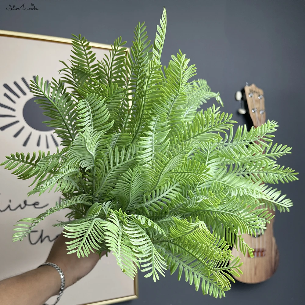 SunMade INS Feather Fir Grass Plastic Artificial Plants Home Wedding Decoration Garden Decor Plantas Artificiales Fake Leaves