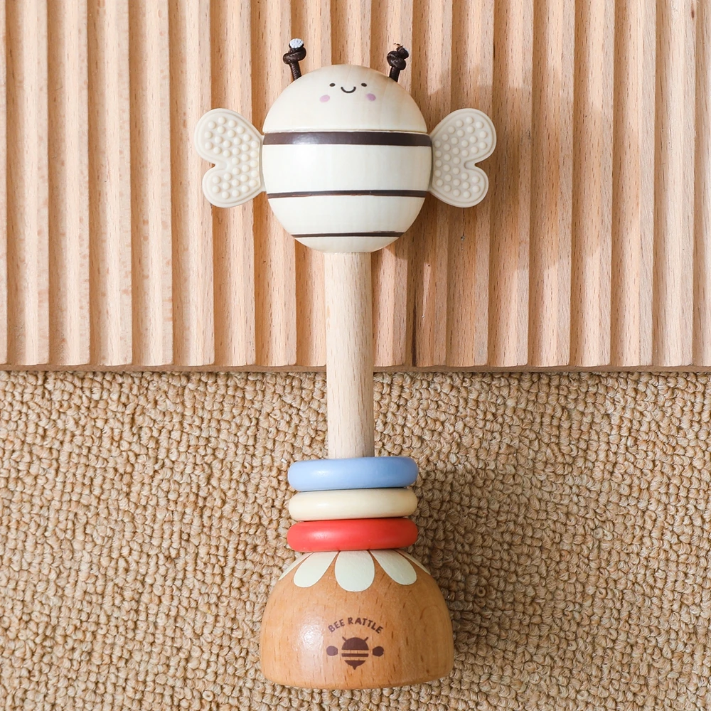Instrumentos musicais montessori música de madeira dos desenhos animados abelha tocando brinquedo 0 12 meses brinquedos crianças cedo instrumentos educativos de madeira