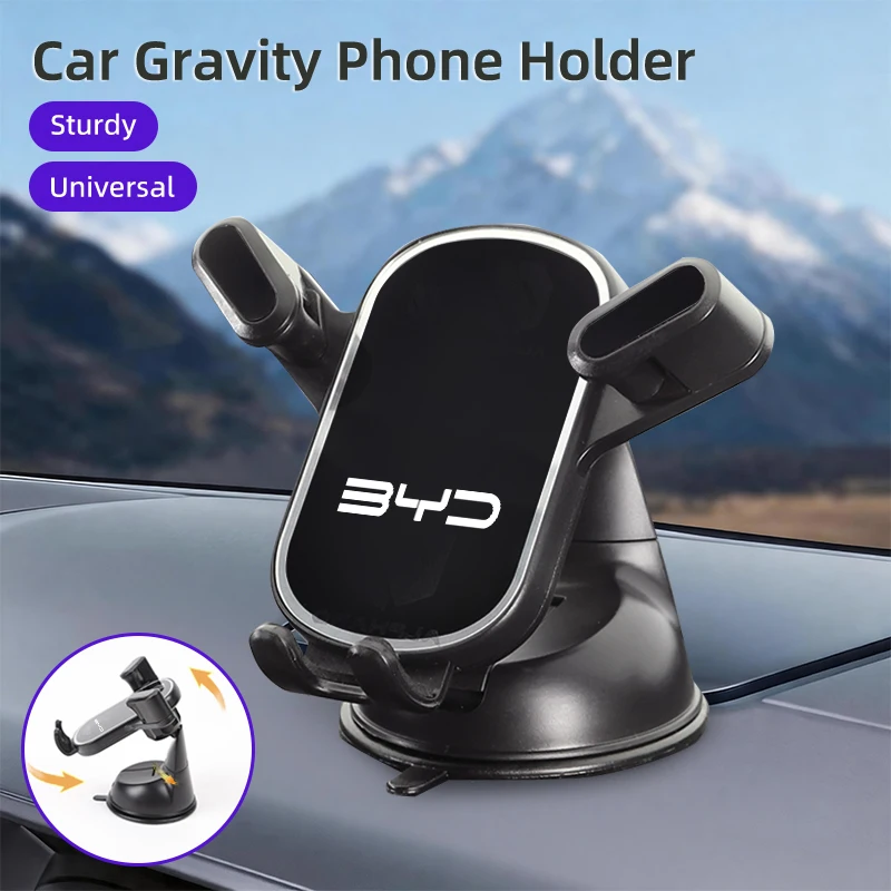 Car Gravity Phone Holder Suction Cup Base Phone Stand With Hook Accessories For BYD F3 I3 F0 F6 S6 S8 E5 E6 G3 G6 L3 S7 M6