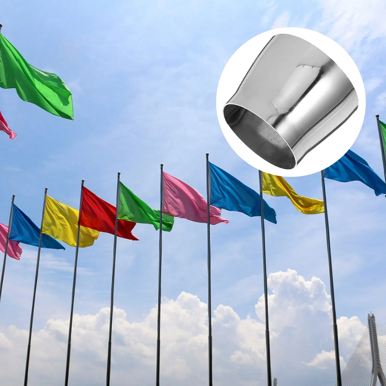 Heavy-Duty Stainless Steel Flagpole Connector Set Flagpole Section Coupler Smooth Transition Joint Weather-Resistant Diameter