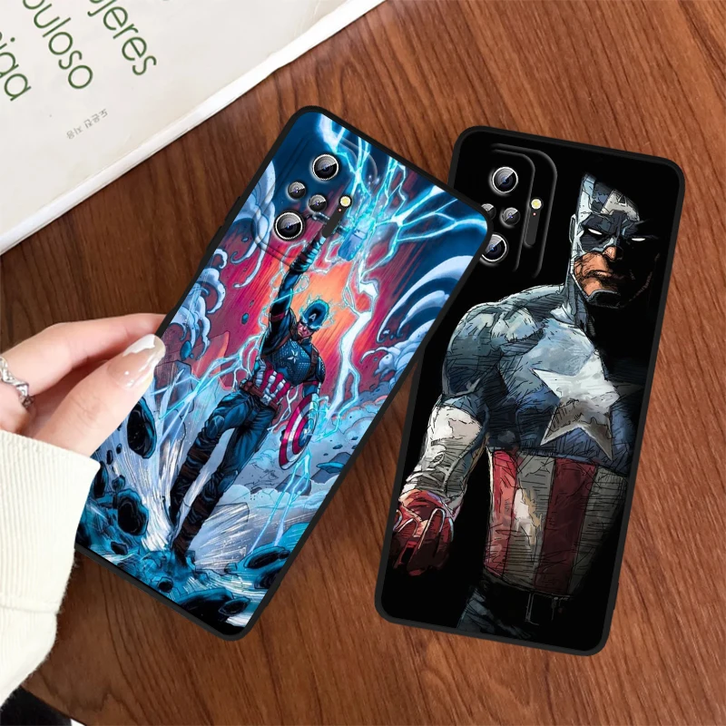 Capa de Telefone para Xiaomi Redmi, Capitão América, Maravilha, Legal, Note 13, 12R, 12, 12S, Turbo 11, 11T, 11S, 10, 10S, pro Plus, 5G