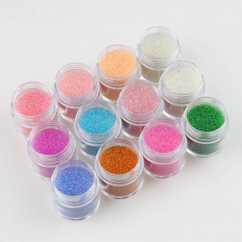 10g/Box 0.6mm0.8mm Mini Nail Art Caviar Beads 12 Colors Micro Caviar Nails Beads Nail Rhinestones 3D Nail Art Decorations