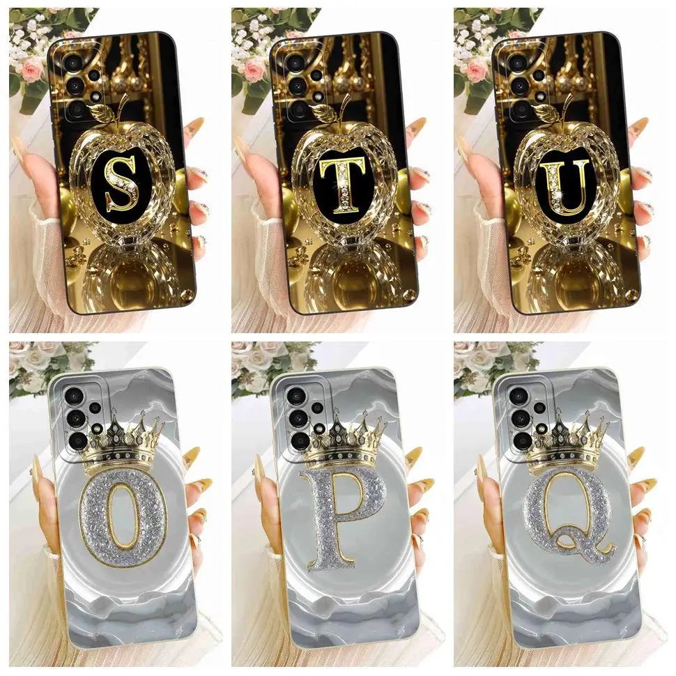 For Samsung Galaxy A33 5G A336E Case Crown Letters A-Z Silicone Back Cover For Samsung A33 5G A336B 6.4" Phone Cases Fundas