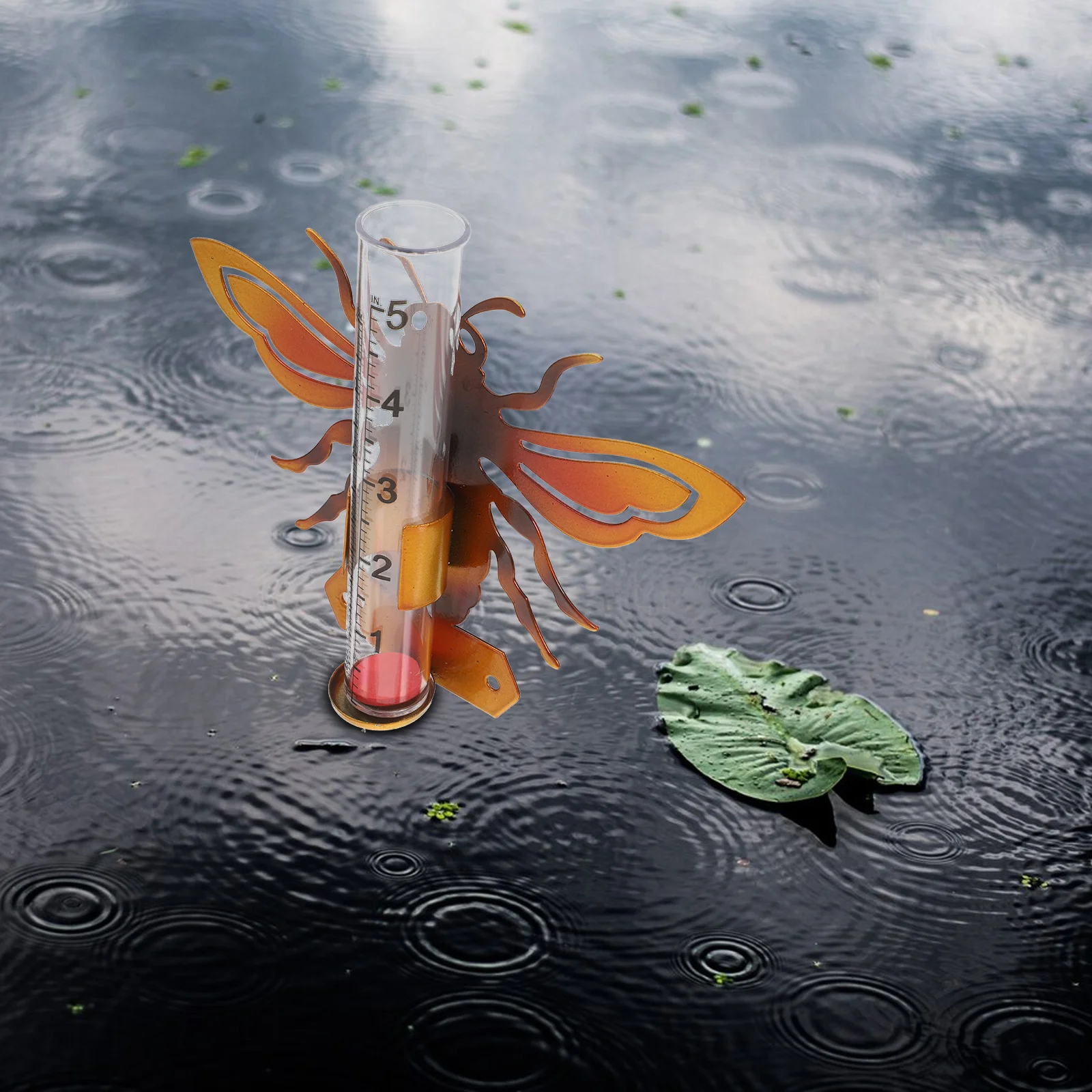 

Vintage Iron Rain Gauge Accurate Glass Tube Weather Resistant Decorative Outdoor Garden Rainwater Collector Reusable Large Rain