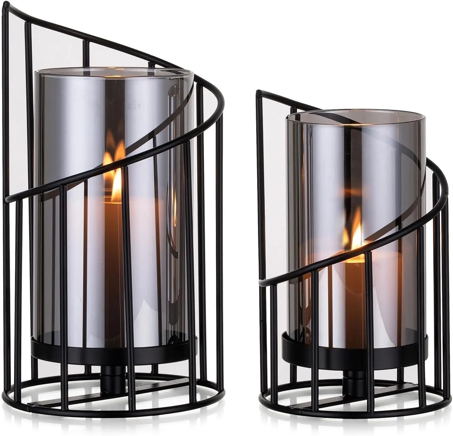 2 Stück Geometrische Metall-Kerzenhalter, Spiralförmiger Glas-Kerzenständer für Weihnachtsessen, Hochzeitsfeier, Dekoration, Geschenk