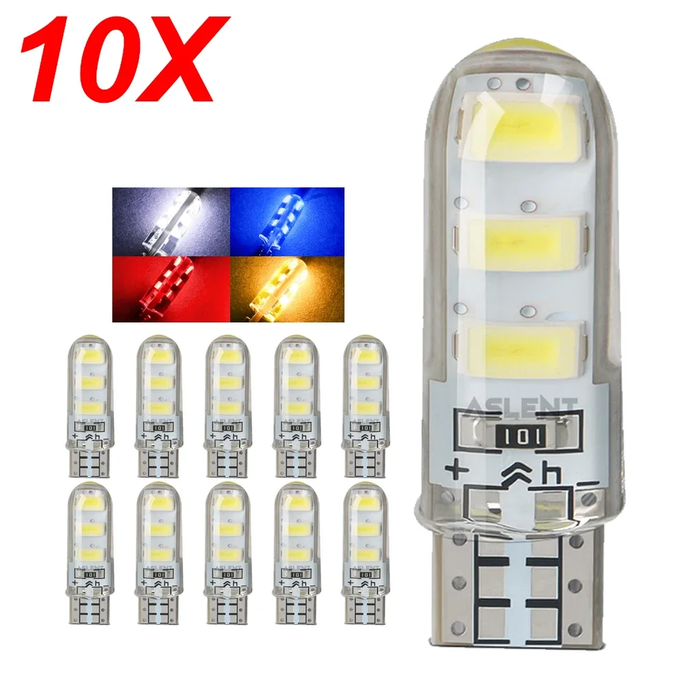 10x Car LED T10 194 W5W 5636 6 LED Lights Car Side Wedge Clearance Light Lamp Bulb White Ice Blue Yellow Red Car Styling Lights