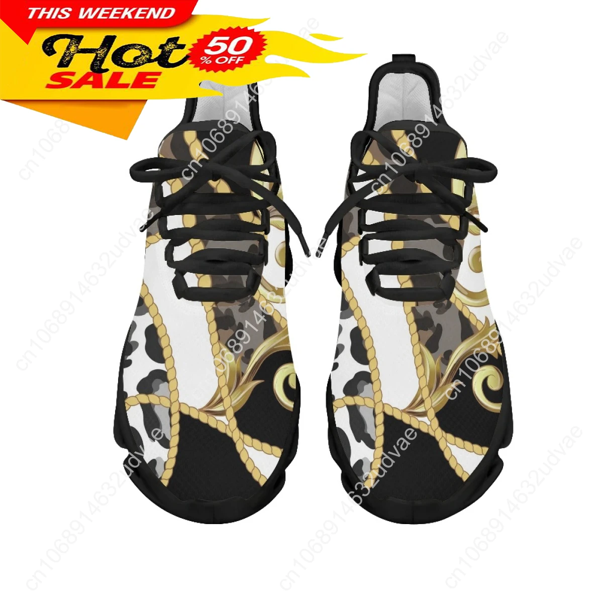 Casual Lace-up Mesh Sneakers for Women Vintage Baroque Leopard Floral Print Girls Travel Platform Shoes Footwear