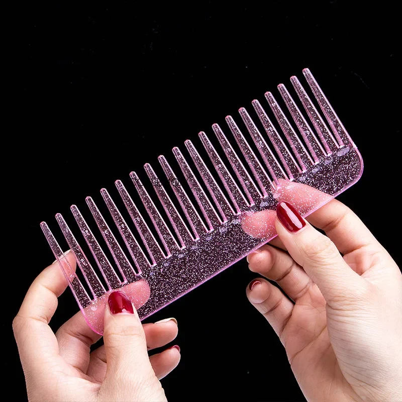 Hair Comb Glitter Color Plastic Transparent Fine Tooth Sequin Combs Anti-static Hair Styling Tools Beauty Accessories