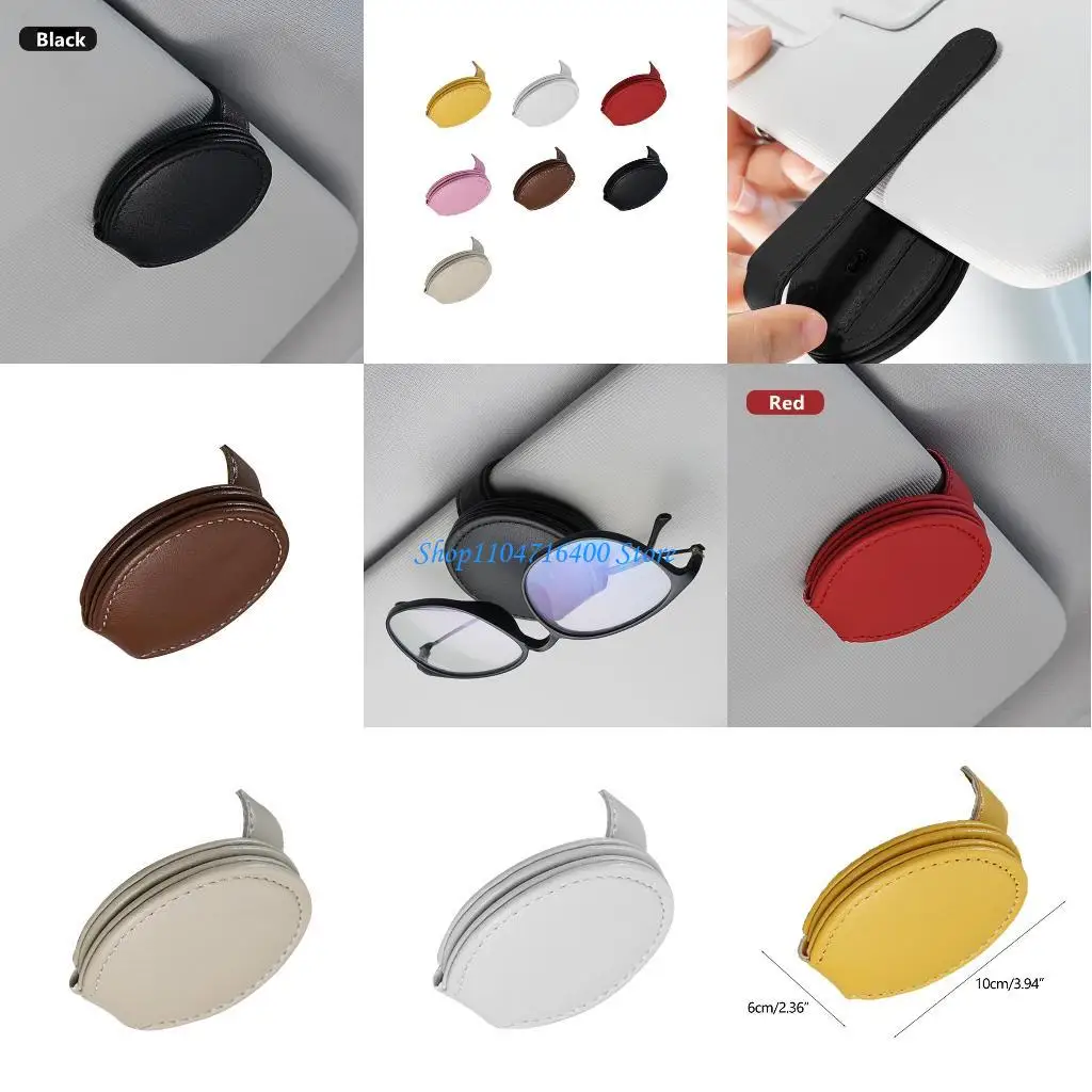 

y1gd PU Leather Glasses Holders for Car for Sun Visor Sunglasses Holder Clip Car Spectacle Frame Ticket Card Storage Bill Hol