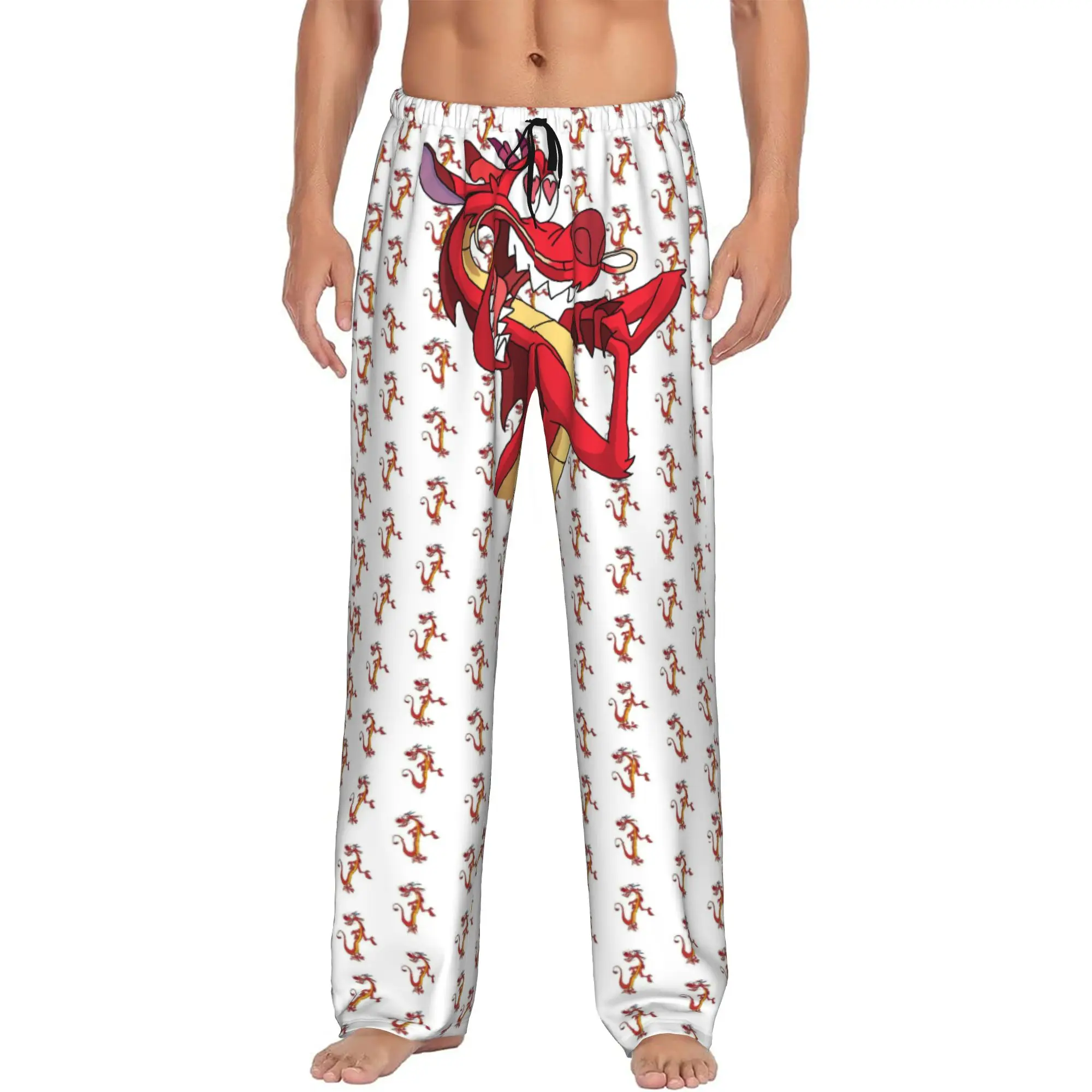 

Custom Print Men's MuShu Pajama Pants Mulan Cartoon Sleepwear Sleep Lounge Bottoms with Pockets