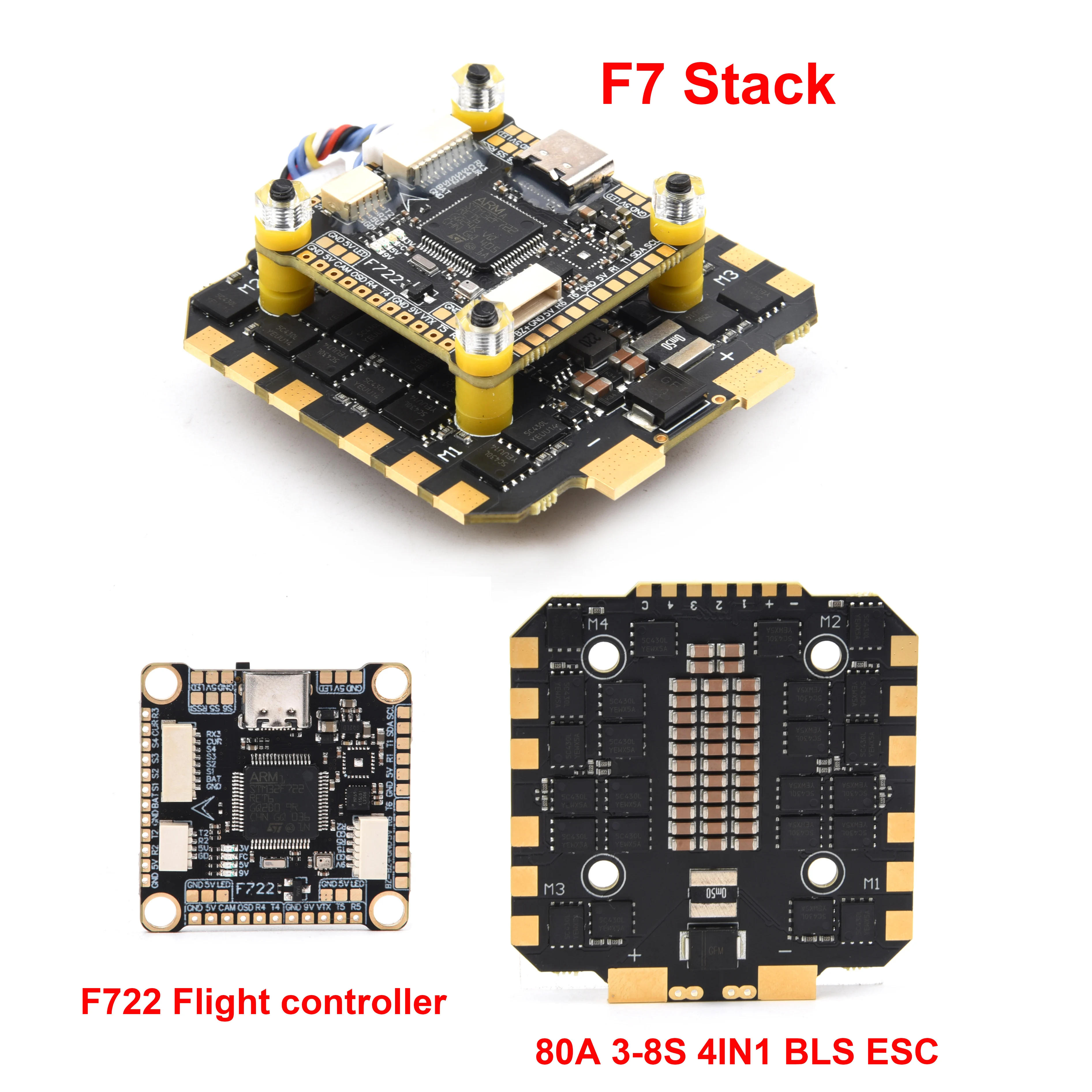 F4 F405 / F7 F722 F722HD MPU6500 Flight Controller 80A 4in1 ESC STACK 3-8S SURPORT BetaFlight/INAV for MARK4 13inch FPV Drone