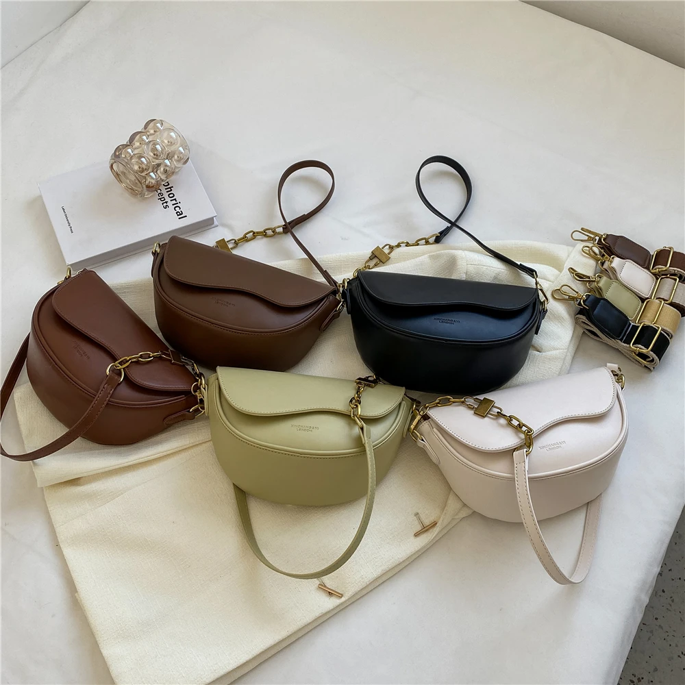 Burminsa Vintage Saddle Small Shoulder Corssbody Bags For Women 2023 Trend Luxury Designer PU Leather Ladies Handbags And Purses