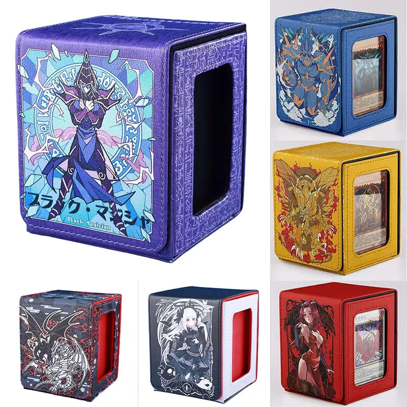 Diy Yu-Gi-Oh!Dark Magician Egyptian God Game Card Box Large Capacity Leather Magnetic TCG OCG Trading Cards Pu Leather Storage