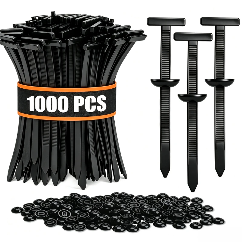 1000-20PCS Heavy Duty Nylon Cable Tie Buckle with Pin Button Universal Self-Locking Zip Ties Car Auto Fastener Clips