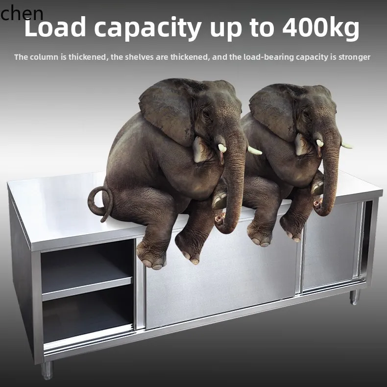 LXC الفولاذ المقاوم للصدأ منضدة المطبخ عملية الجدول مطعم انزلاق الباب خزانة قطع المجلس كونترتوب مجلس الوزراء #4