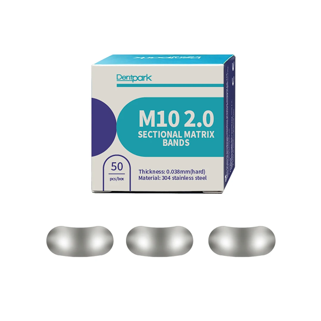 Dentpark/50 pezzi Fasce per matrici dentali M10 2.0 Matrici sagomate sezionali Spessore: 0,038 mm Strumenti per materiali odontoiatrici