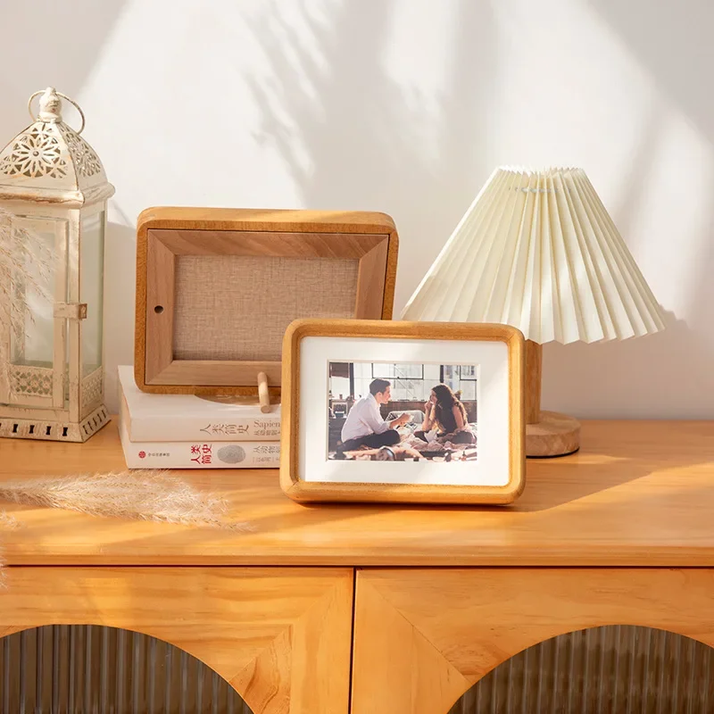 Solid Wood A4 Photo Frame Mortise and Tenon Joint Design,High-grade Teak and Walnut Round Corner 6-10inch Wedding Picture Frame
