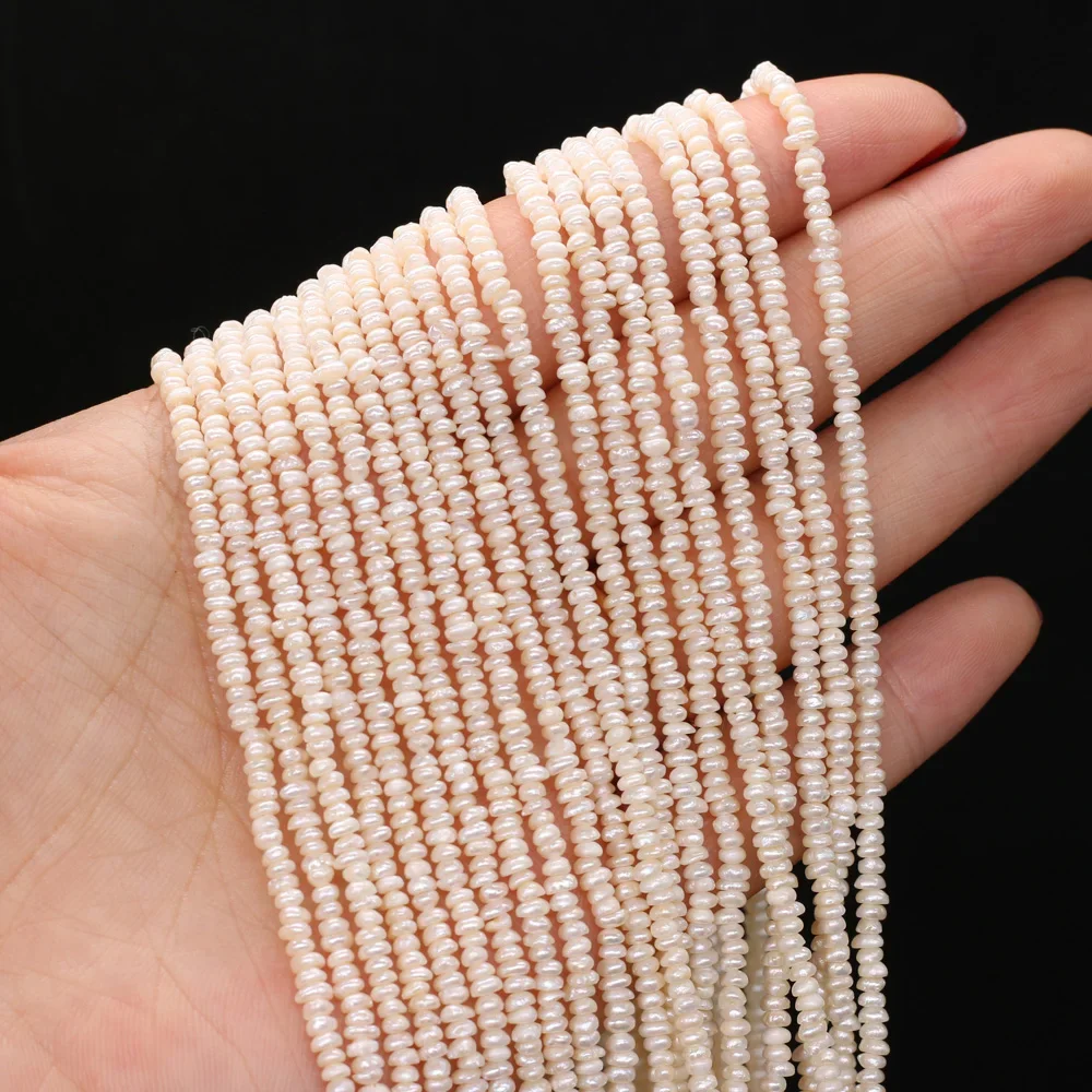 Fine 100% Natural Freshwater Pearl Flat Shape Beads For Jewelry Making DIY Bracelet Necklace Earrings Accessories Size 2-2.5mm