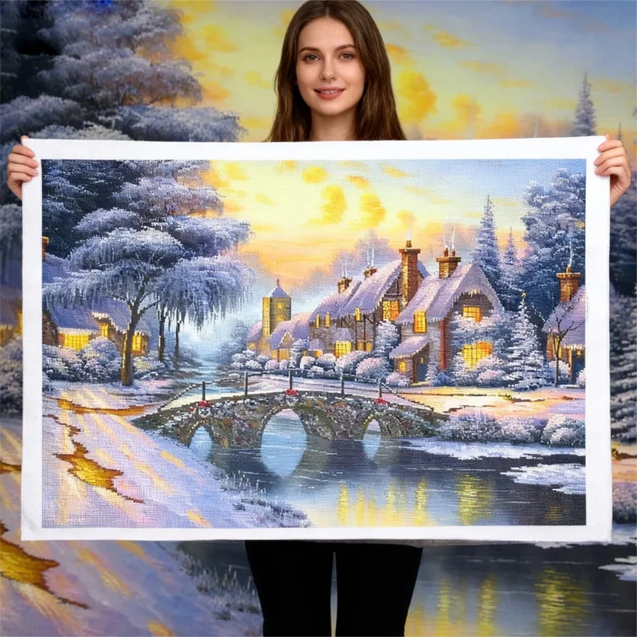 

Landscape Nature Printed Canvas Cross Stitch Embroidery Complete Kit Painting Handiwork Handicraft Hobby Gift Design For Adults