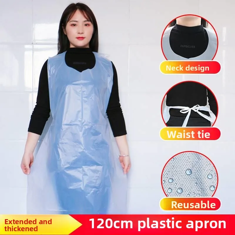 

Thickened Extended Disposable Waterproof Oil-Proof Plastic Apron for Restaurant Hot Pot Adult Household Cleaning Apron
