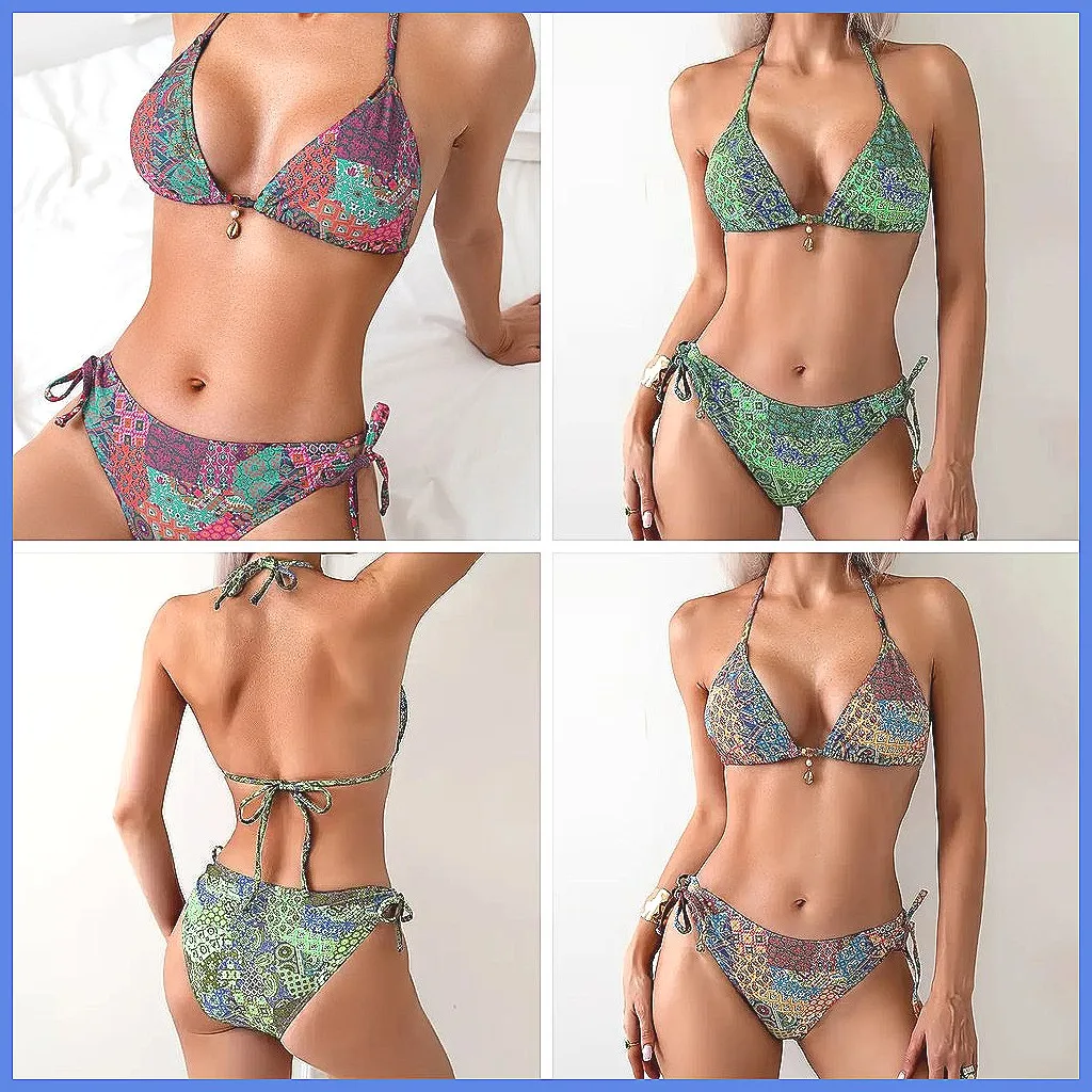 

Sexy Floral Print Bikini Set for Women, Adjustable Ruffled Underwire Top & High-Waisted Bottom