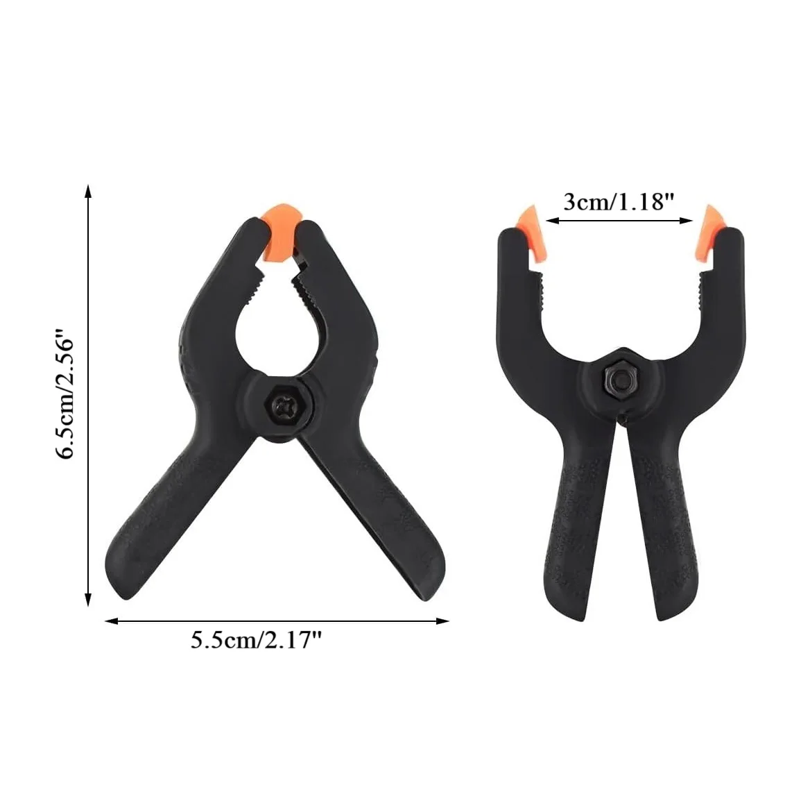 6Pcs Black Plastic Clothespins With Metal Springs, Smooth Edge Won't Damage Clothes, Suitable For Beach Towels, Hats,Socks