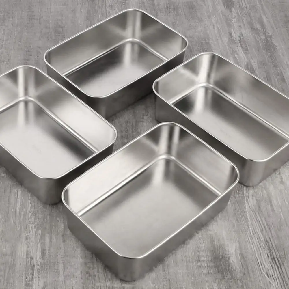 Polished Stainless Steel Serving Tray Dust-proof Stainless Steel Tray Stackable Fridge Storage Container for Meal for Fruits