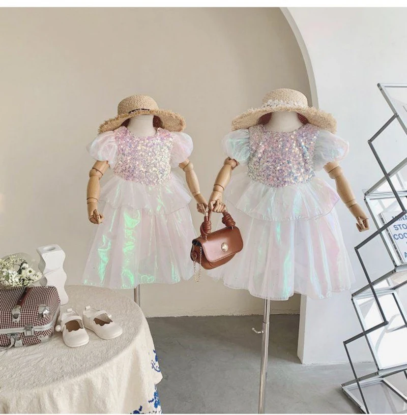 Mädchenkleid Märchen-Rollenspiel Sommer Neues Mesh-Modekleid Kleine Prinzessin Weihnachts-Geburtstagsgeschenk 2-8 Jahre Kinderkleidung – Detail 6