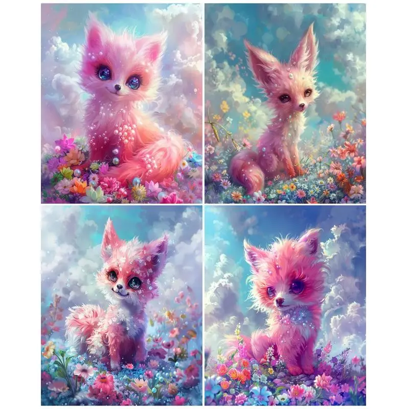 

SDOYUNO DIY Colorin By Number Pink Fox Animals Kits Handmade Art Supplies Painting By Numbers Drawing On Canvas Home Decor