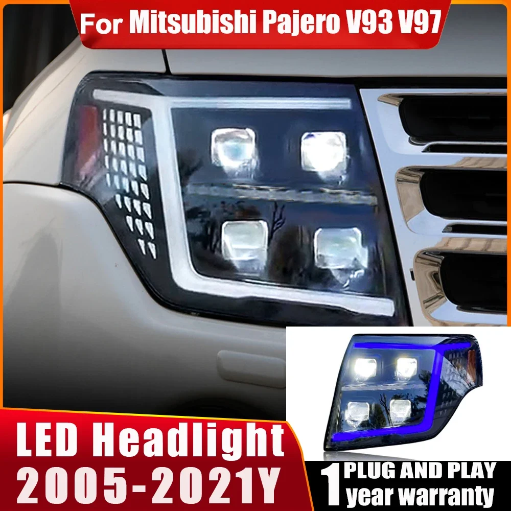 

Автомобильная фара для Mitsubishi Pajero V93 V97 V87 2005-2021, светодиодная автомобильная лампа дневного света, динамический указатель поворота, автомобильные аксессуары