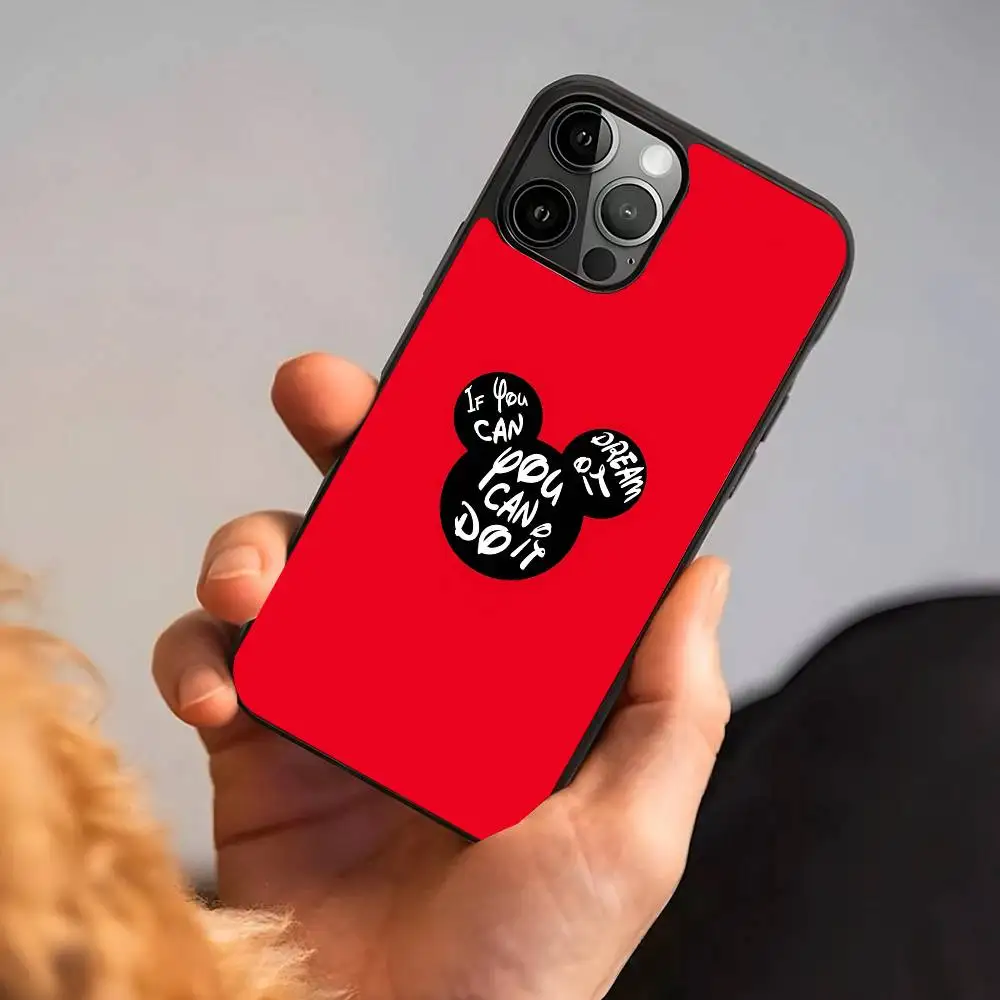 Чехол для телефона с милыми ушками в стиле аниме M-Mickey, подходит для Apple 16 PRO MAX 15 14 13 12 MINI 11 с нашивкой, черный твердый корпус