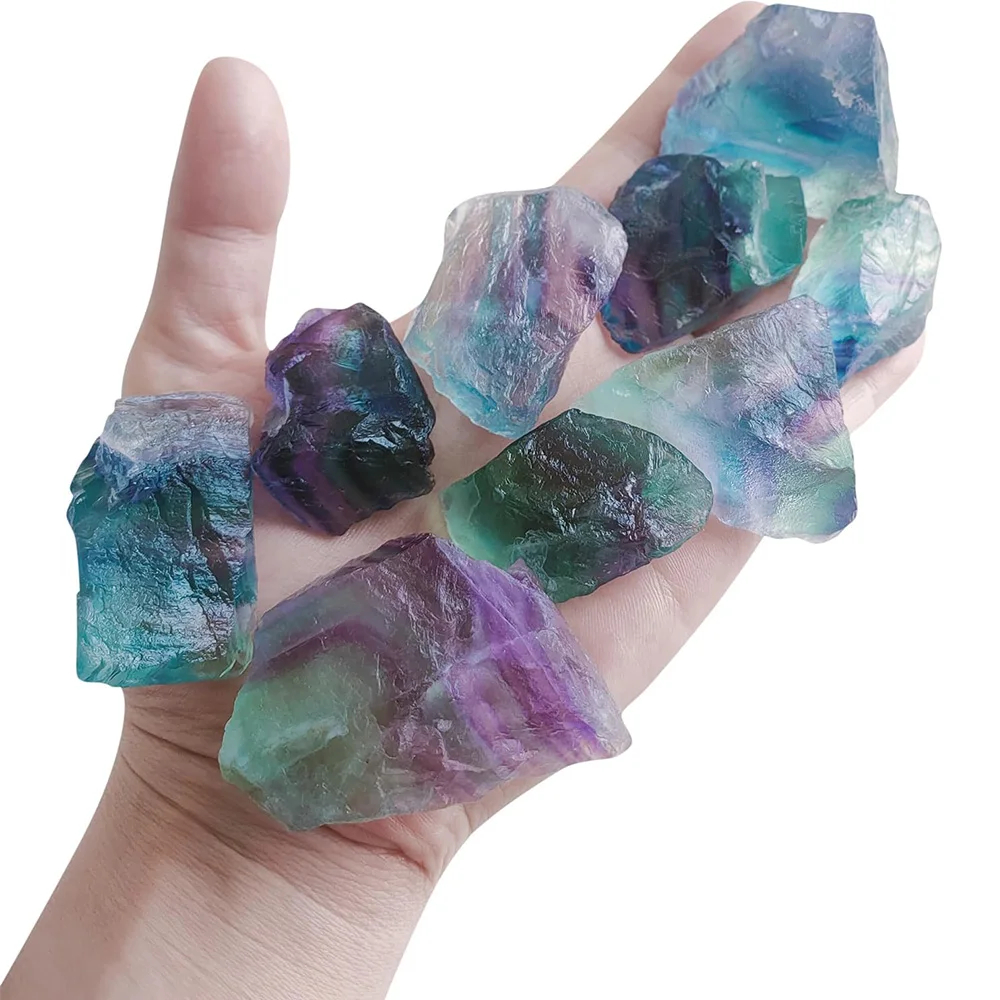 Natural Rough Crystals Raw Rainbow Fluorite Reiki Healing Crystal Gemstones for Tumbling Meditation Mineral Specimens Home Decor