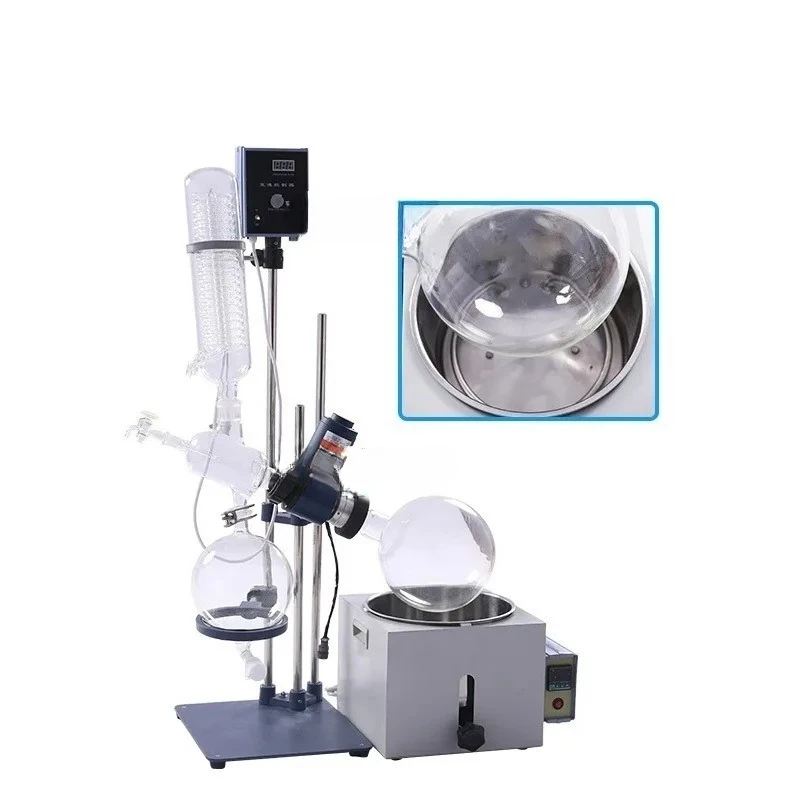 5L Manual Rotary Evaporator Small Laboratory Distiller Equipment Electric Pump Motor Digital Vacuum Distillation Process