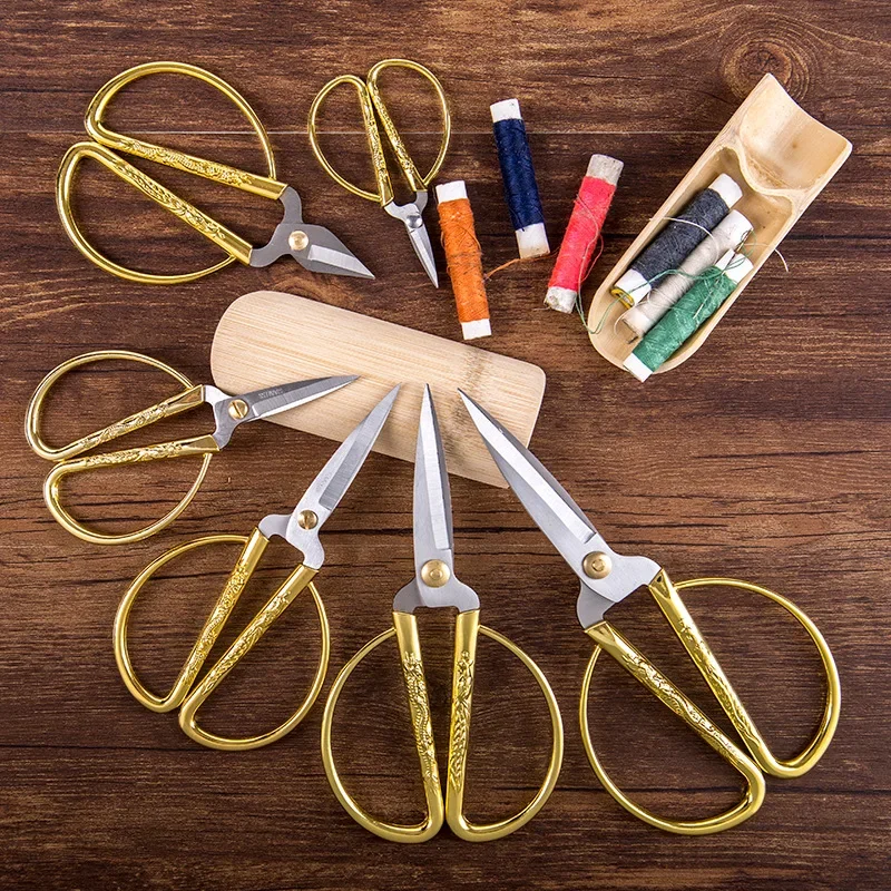 Golden Scissors Zig Zag Durable High Steel Vintage Tailor Scissors Craft Household for Fabric Scisso Sewing Shears