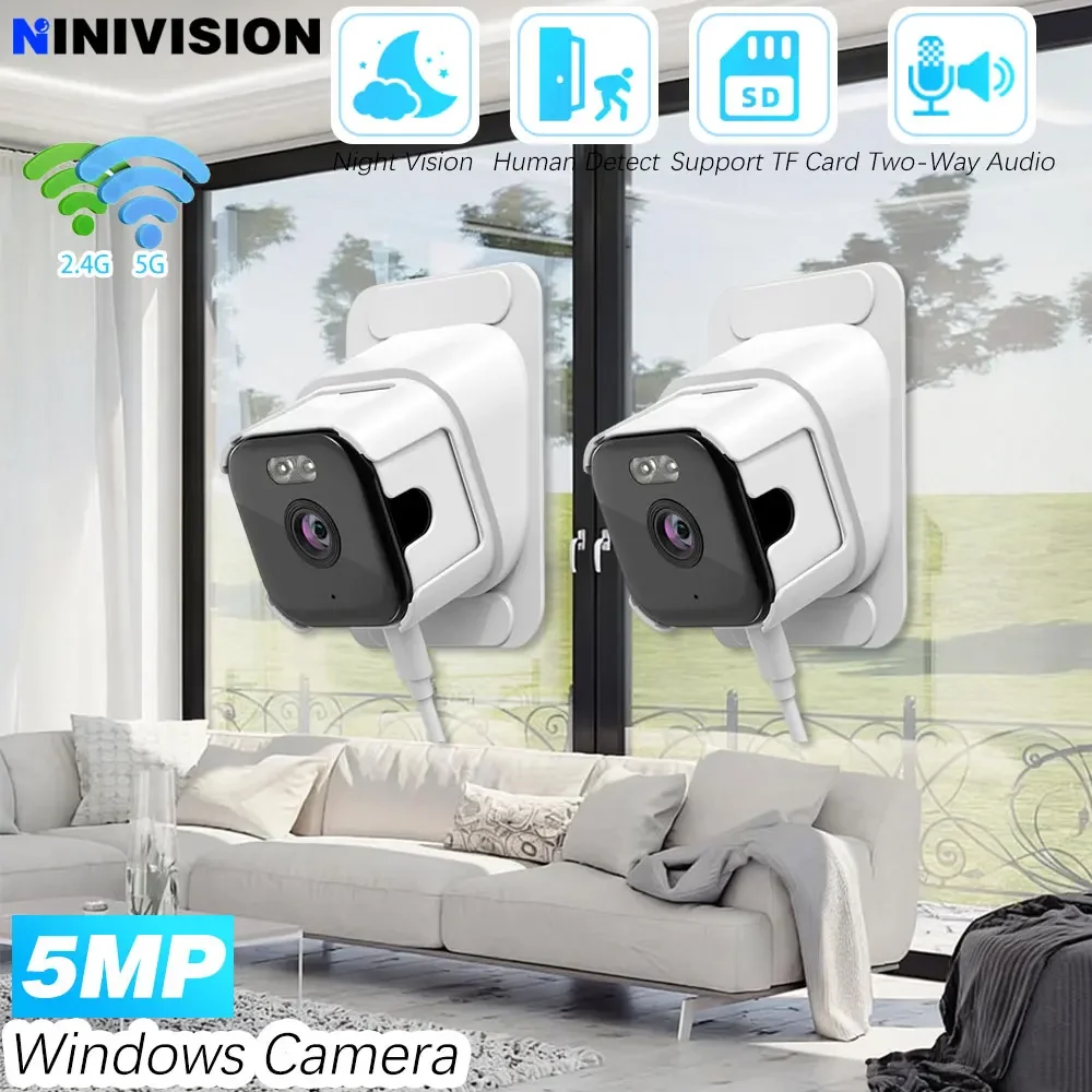 Mini Window IP Camera O-Kam Pro 5MP 5G 2.4G Wireless Easy Installation Secure Network Black Light Night Vision Human Detection