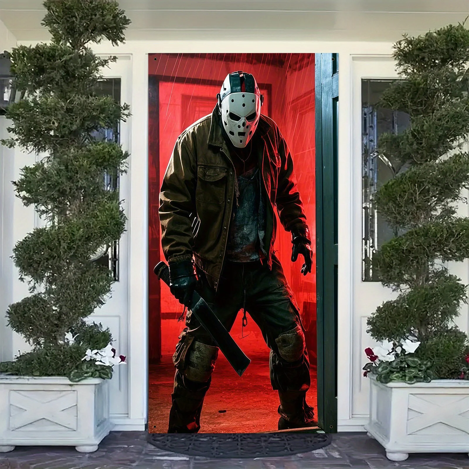 1-teilig, aus Polyester, Halloween-Horror-Türdekoration – für Halloween-Party-Dekoration
