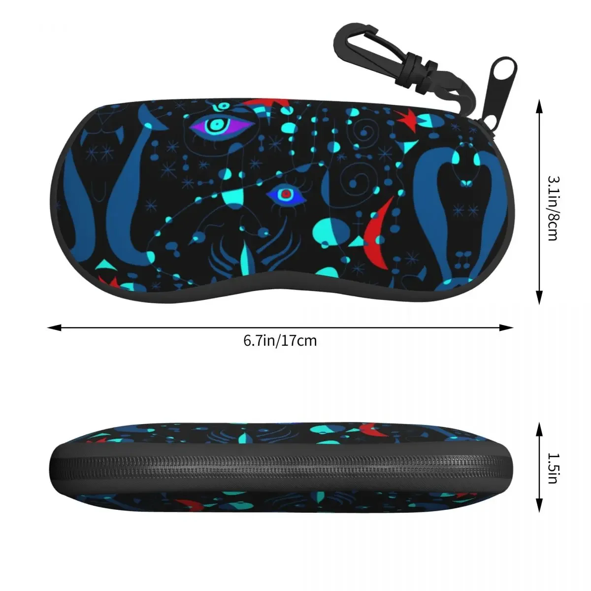 Joan Miro Sunglasses Soft Case Neoprene Zipper 3D Comic Pattern Shell Eyeglass Case Custom Protective Box For Glasses