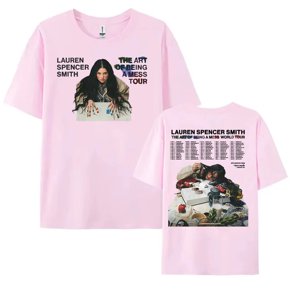 فن كون جولة فوضى 2025 تي شيرت لورين سبنسر سميث الجرافيك التي شيرت القطن قصير الأكمام الإناث تي شيرت الصيف لينة المحملة
