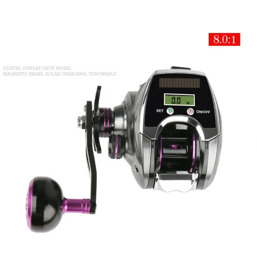 Good quality solar energy digital display sea fishing line wheel water drop luya baitcasting reel