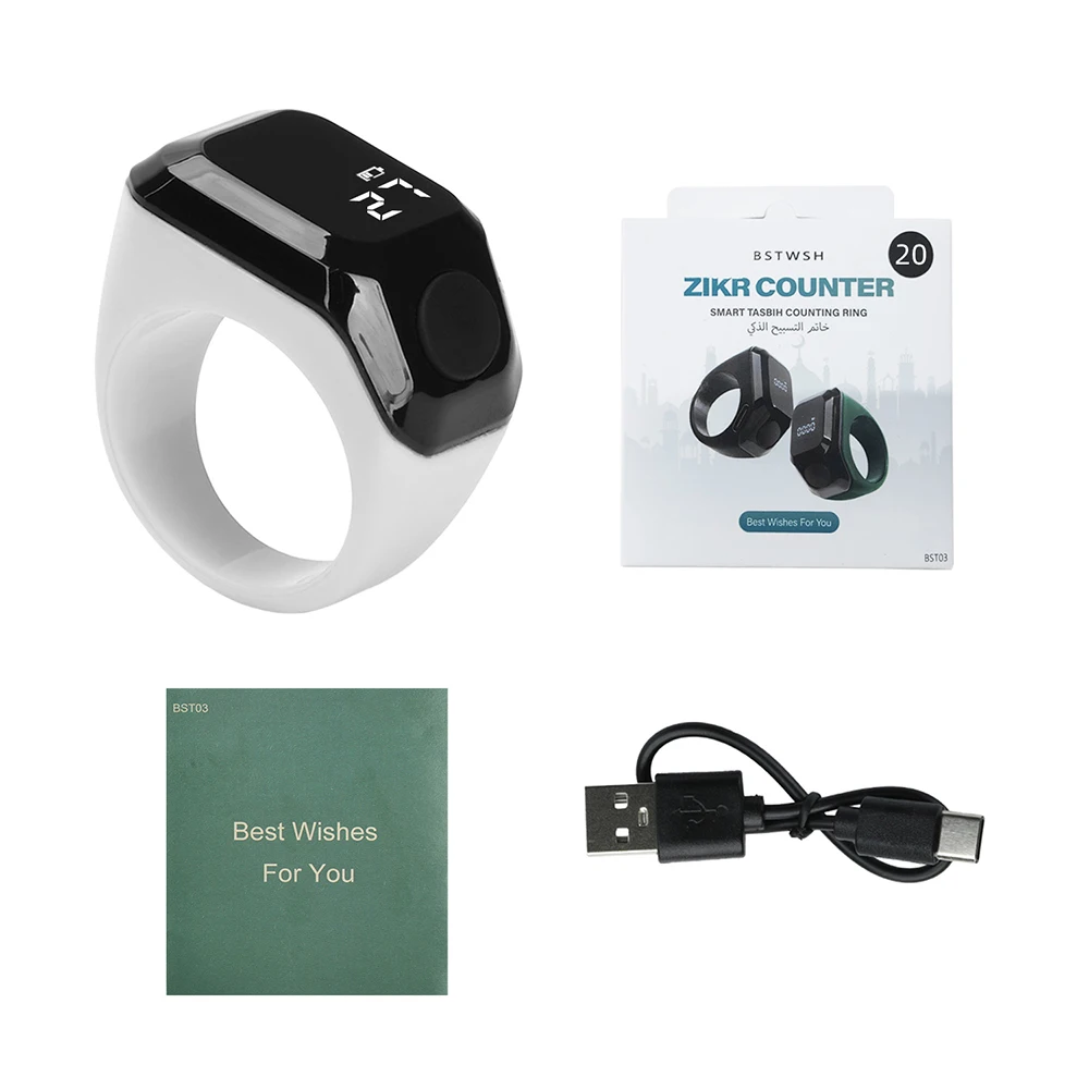 Smarter App-Ringzähler, tragbarer Bluetooth-Zähler mit OLED-Digitalanzeige, 0–9999 Tragbarer Zähler, Typ-C-Anschluss