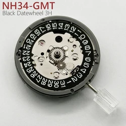 GMT NH34 Automatic Mechanical Movement Black 3H Datewheel High Accuracy 24 Jewels NH34A 4R34 24H Hand GMT Function