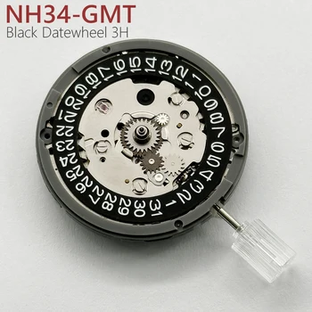 GMT NH34 자동 기계식 무브먼트 블랙 3H 데이트휠, 고정밀 24 보석 NH34A 4R34 24H 핸드 GMT 기능