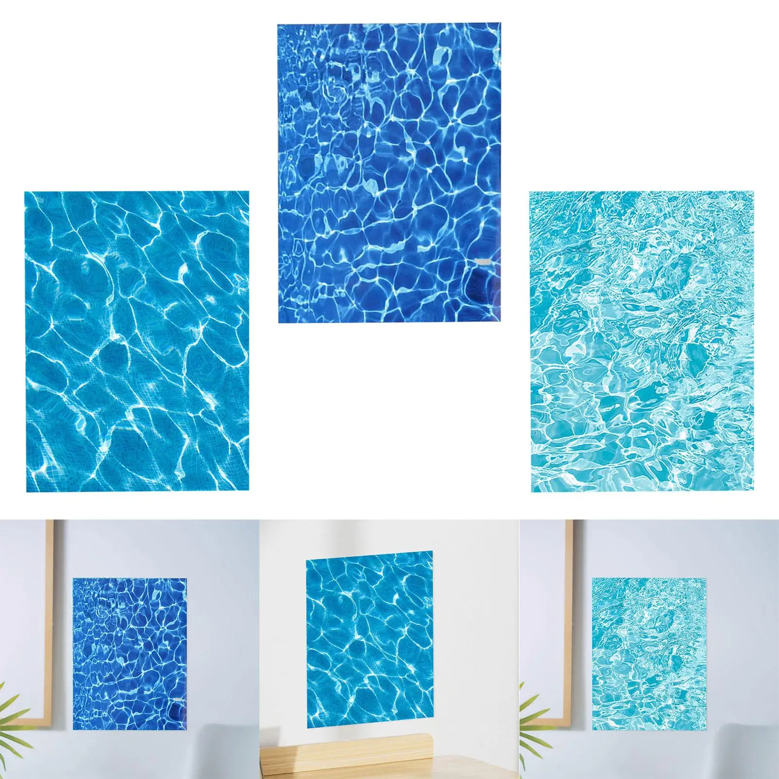 Autocollant mural ondulé pour chambre à coucher, scènes de modèle d'eau