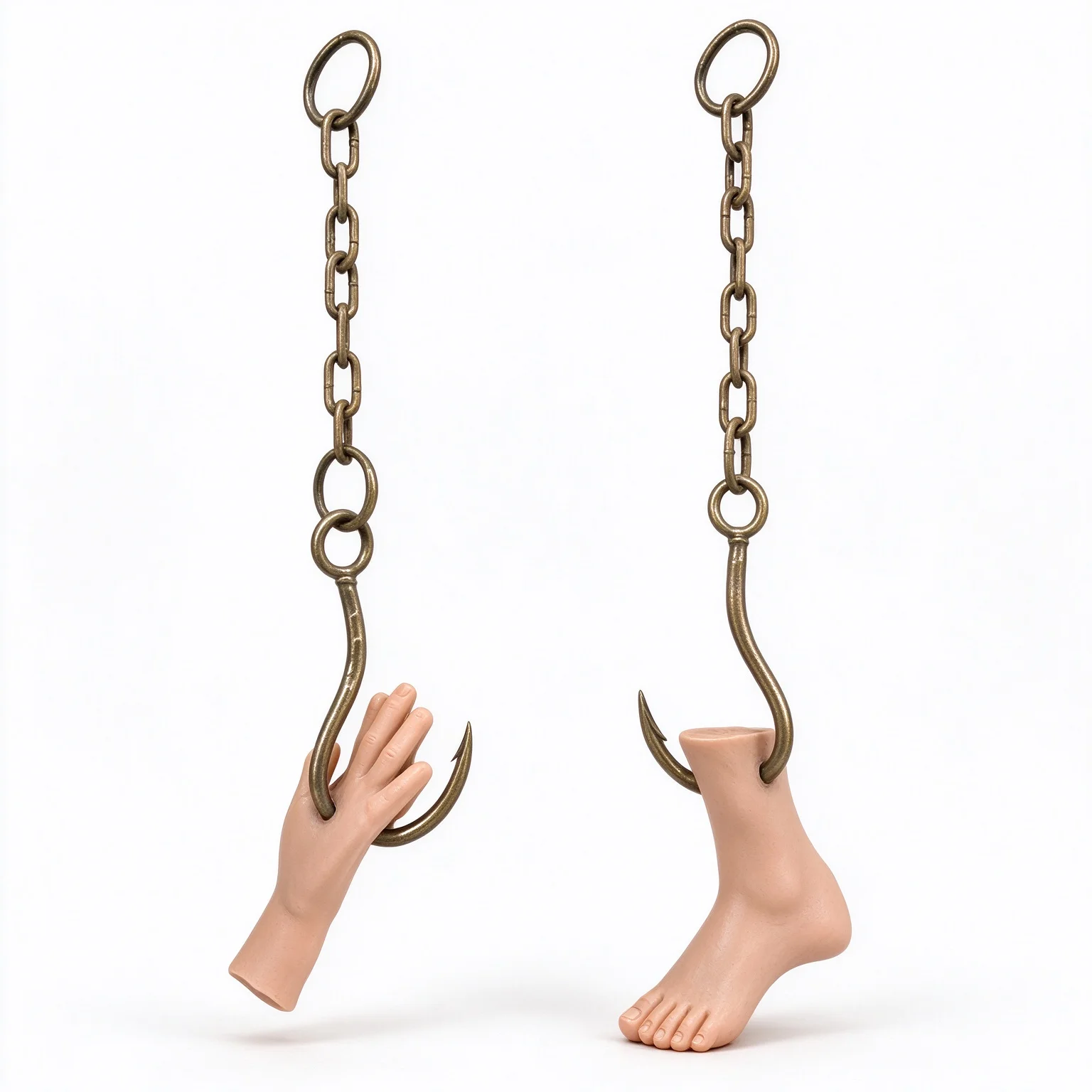 Halloween Horror Chain Hook Hanging Prop with Hand And Foot Models for Haunted House And Escape Room Scene Accessory