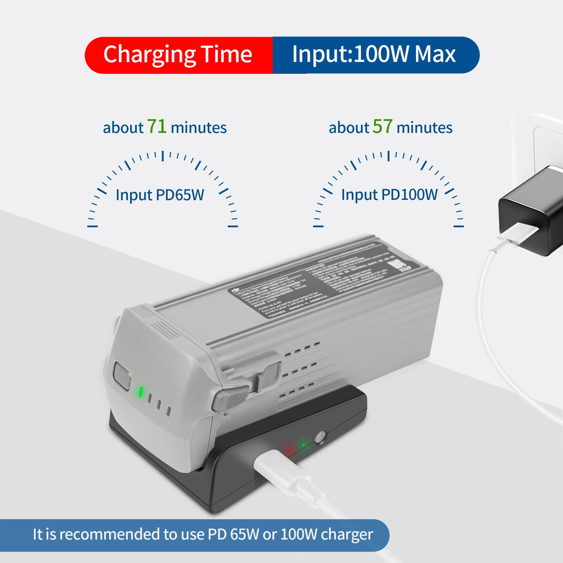 USB Battery Charger For DJI AIR 3/3S Drone Fast Charger Battery USB Charging With TYPE C Cable Accessories