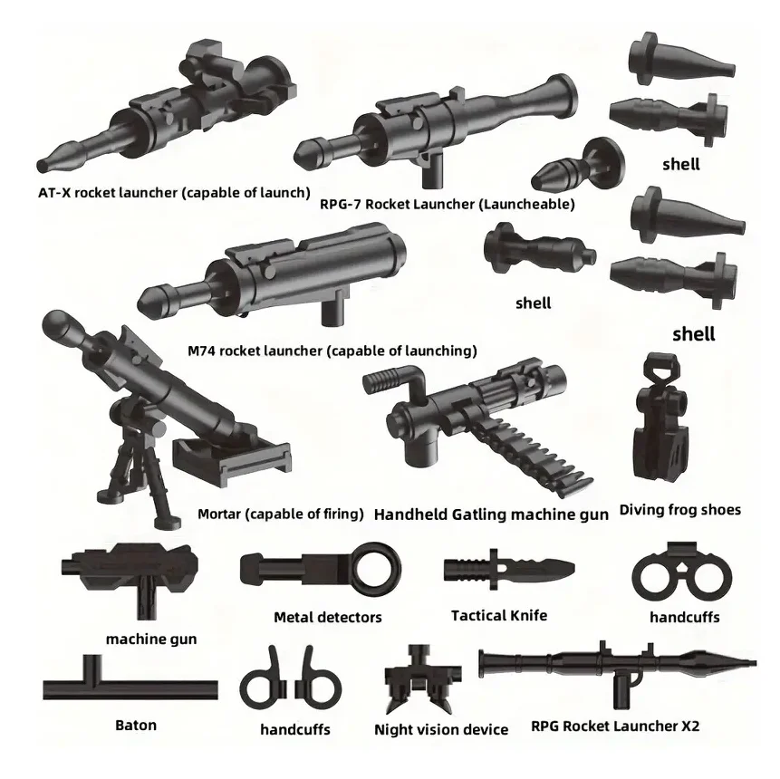 Militaire Thema Bouwstenen Aanvalsgeweer Raket Geweer Set Stenen Speelgoed Accessoires Voor Jongens